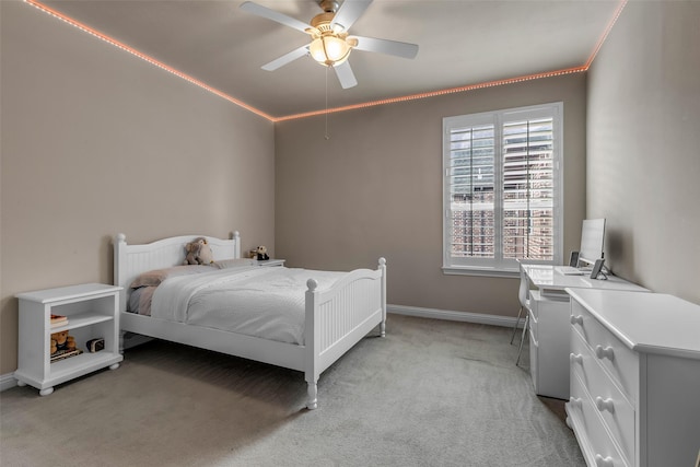 5434 Lockwood Bend Ln, Sugar Land, TX 77479 - bedroom with light carpet and a ceiling fan