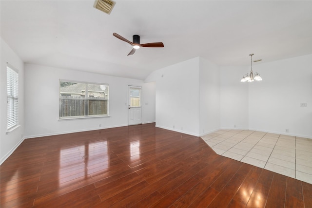 20126 Cypresswood Gln, Spring, TX 77373 - unfurnished room featuring a ceiling fan, wood finished floors, and a chandelier