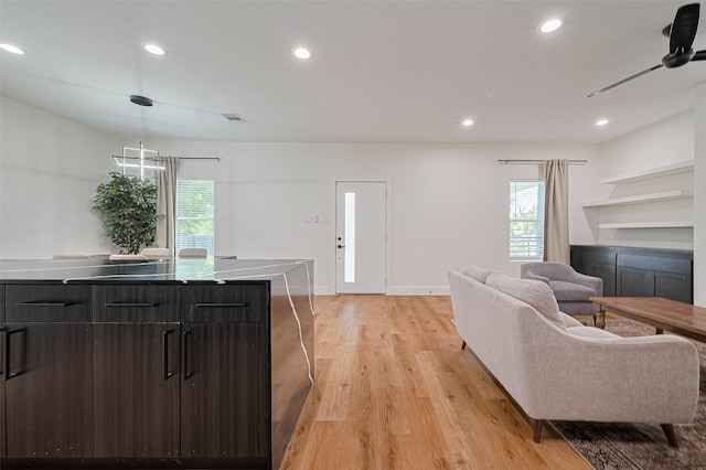 2015 Creston Dr, Houston, TX 77026 - kitchen featuring plenty of natural light, recessed lighting, light wood-style flooring, modern cabinets, and open floor plan