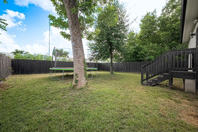 2015 Creston Dr, Houston, TX 77026 - fenced backyard with a trampoline and stairs