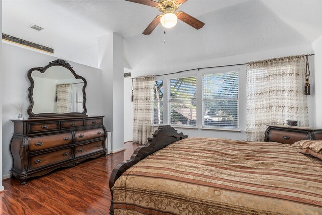 5602 Society Ln, Houston, TX 77084 - bedroom featuring lofted ceiling, wood finished floors, and ceiling fan