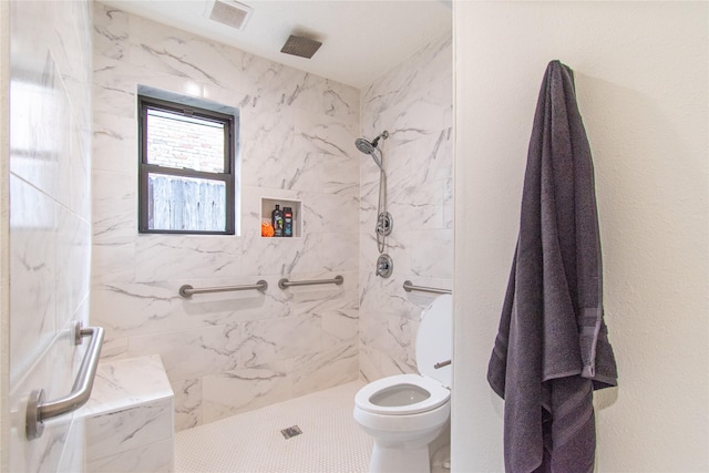11523 Bandlon Dr, Houston, TX 77072 - full bathroom featuring toilet and a marble finish shower