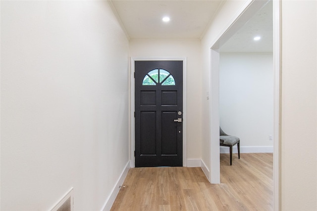 11523 Bandlon Dr, Houston, TX 77072 - entryway with light wood-style flooring and recessed lighting