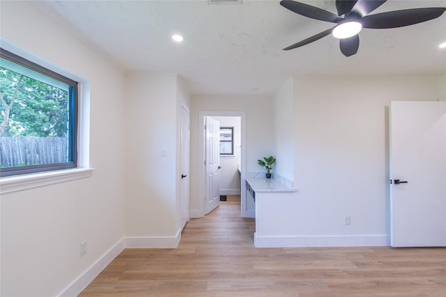 11523 Bandlon Dr, Houston, TX 77072 - empty room featuring recessed lighting, light wood-style floors, and a ceiling fan