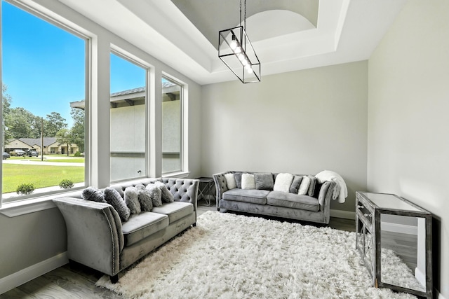 17114 Leon Ct, Splendora, TX 77372 - living room featuring a raised ceiling and wood finished floors