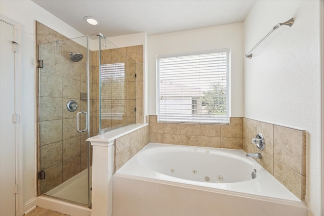 4206 Brazos Bend Dr, Pearland, TX 77584 - bathroom featuring a whirlpool tub and a shower stall