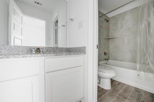 22351 Auburn Cabin Ln, Porter, TX 77365 - bathroom with vanity, shower / washtub combination, and wood tiled floors