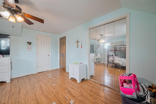 13351 Oak Leaf Ln, Houston, TX 77015 - bedroom featuring light wood-type flooring and ceiling fan