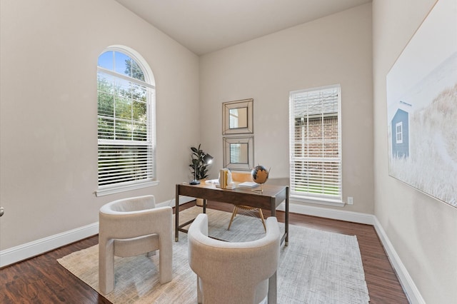 13207 Parkway Meadows Dr, Houston, TX 77077 - office area with wood finished floors and baseboards