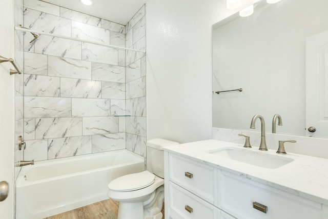 344 Thunder Rd, Surfside Beach, TX 77541 - full bathroom with vanity, wood finished floors, and shower / washtub combination