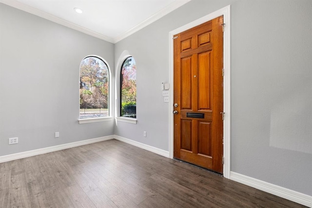 12832 Willow Centre Drive E And F, Houston, TX 77066 - foyer with dark wood finished floors and ornamental molding