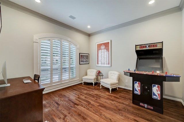 4004 Childress St, Houston, TX 77005 - office space featuring crown molding, wood finished floors, and recessed lighting