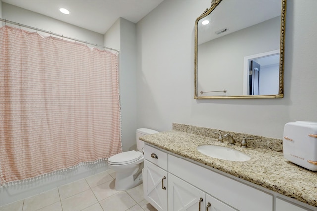 4004 Childress St, Houston, TX 77005 - bathroom with tile patterned floors, vanity, recessed lighting, and shower / bath combination with curtain