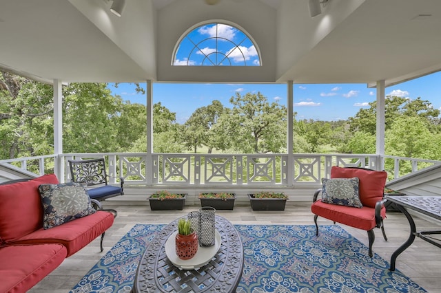 15203 Wildwood Cir, Magnolia, TX 77354 - sunroom / solarium with an outdoor hangout area and view of wooded area