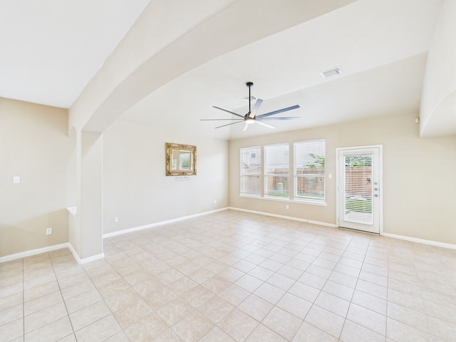 16911 Wortley Dr, Houston, TX 77084 - empty room with a ceiling fan and light tile patterned floors