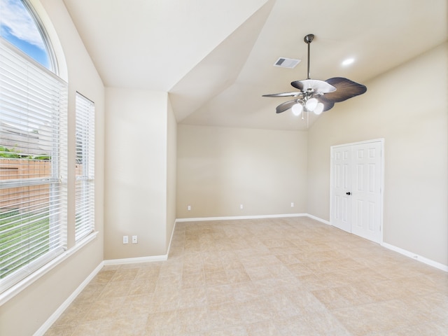 16911 Wortley Dr, Houston, TX 77084 - empty room featuring lofted ceiling and a ceiling fan