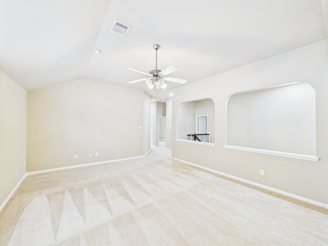 16911 Wortley Dr, Houston, TX 77084 - spare room featuring vaulted ceiling, ceiling fan, and carpet floors