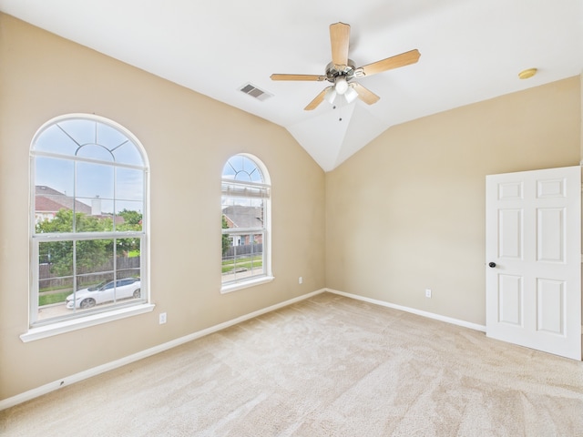 16911 Wortley Dr, Houston, TX 77084 - carpeted spare room featuring ceiling fan, a smoke detector, and lofted ceiling