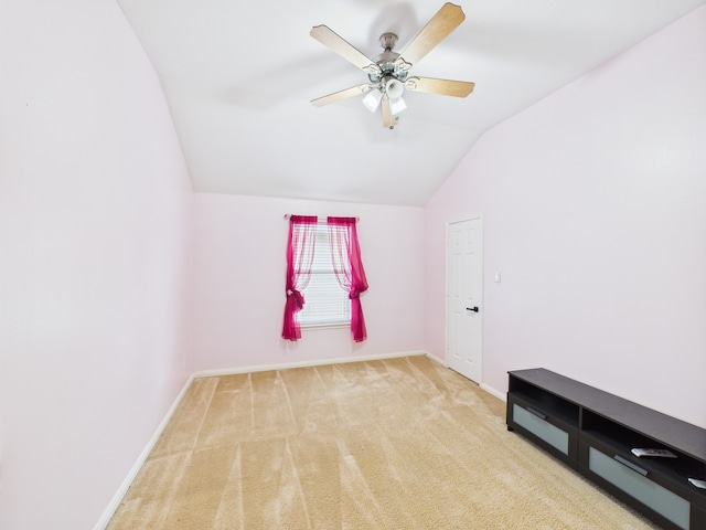16911 Wortley Dr, Houston, TX 77084 - additional living space with vaulted ceiling, ceiling fan, and carpet flooring