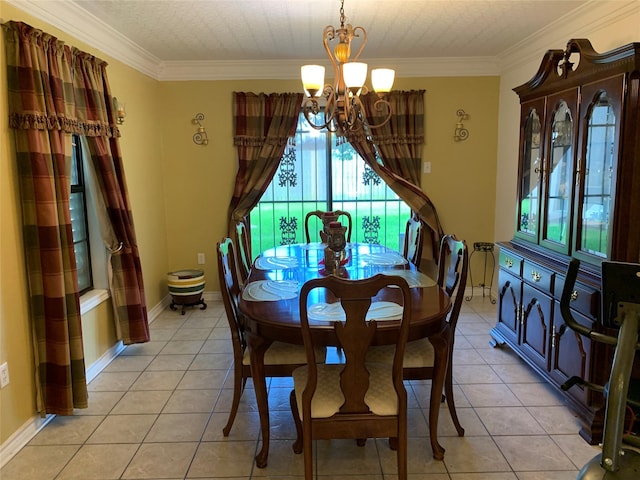 2709 8th Ave N, Texas City, TX 77590 - dining area featuring a chandelier, healthy amount of natural light, ornamental molding, and light tile patterned floors