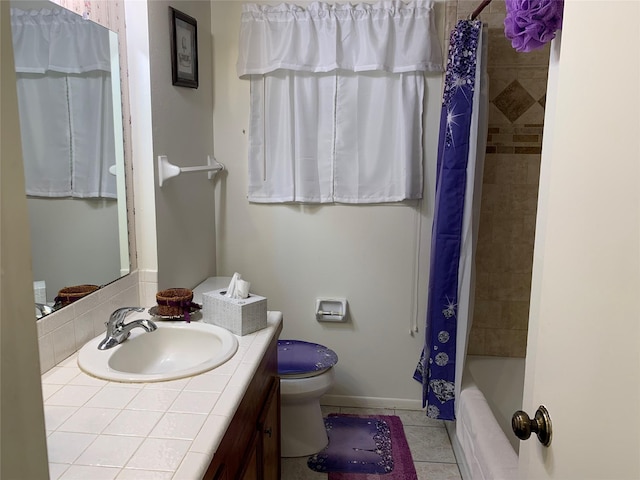 2709 8th Ave N, Texas City, TX 77590 - bathroom with vanity, tile patterned flooring, and shower / bathtub combination with curtain