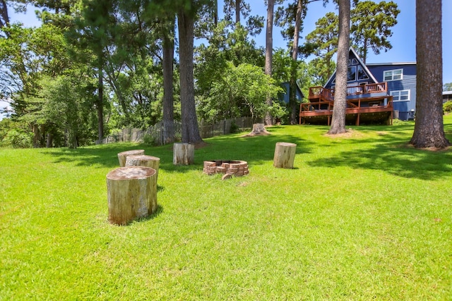 169 N County Road 4945, Etoile, TX 75944 - view of yard featuring an outdoor fire pit and a deck