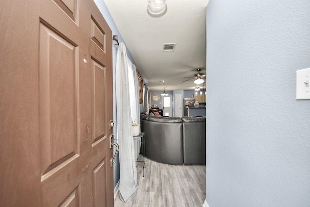28961 San Bernard River Loop, Spring, TX 77386 - entryway featuring a ceiling fan and light wood-style floors