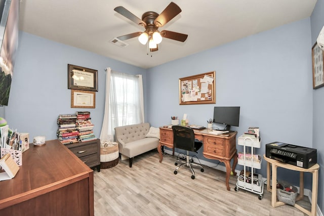 28961 San Bernard River Loop, Spring, TX 77386 - office with a ceiling fan and light wood finished floors
