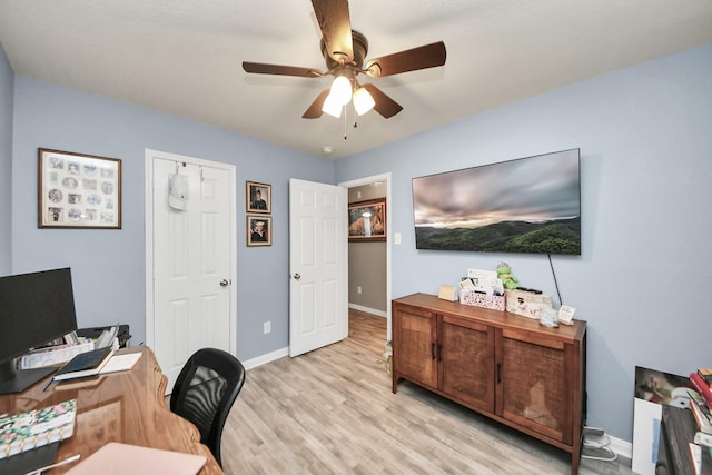 28961 San Bernard River Loop, Spring, TX 77386 - office with ceiling fan and light wood finished floors