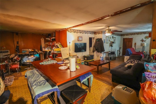 313 E Tidwell Rd, Houston, TX 77022 - living room with a ceiling fan and wood finished floors