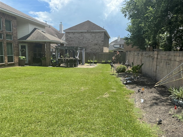 4714 Loggia Ln, Humble, TX 77396 - fenced backyard with a pergola