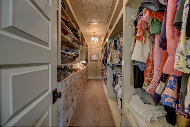 39577 Mesquite Dr, Hempstead, TX 77445 - walk in closet featuring light carpet and attic access