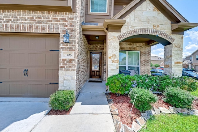 3306 Coopers Ridge Way, Houston, TX 77084 - doorway to property featuring stone siding and brick siding