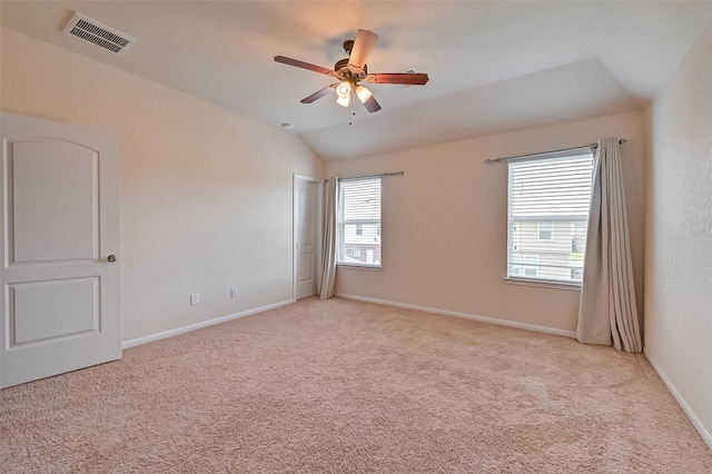 3306 Coopers Ridge Way, Houston, TX 77084 - unfurnished room with light carpet, ceiling fan, and vaulted ceiling