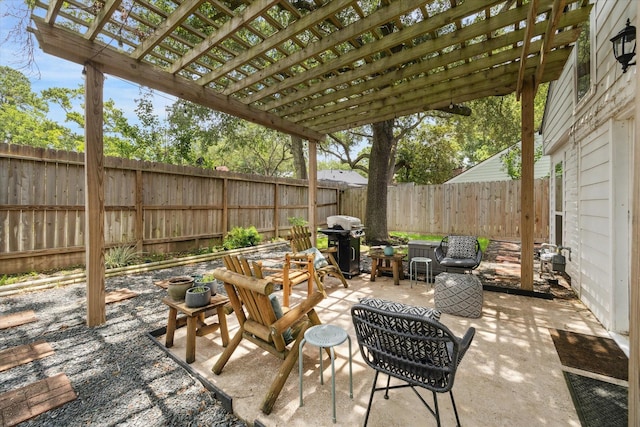 8218 Waynemer Way, Houston, TX 77040 - fenced backyard with a grill, a pergola, and a patio area