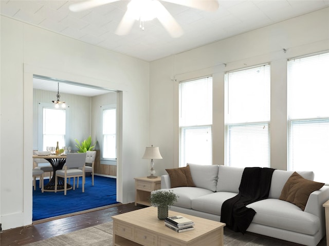 1233 Eagle Lake Rd, Sealy, TX 77474 - living room featuring wood finished floors and a ceiling fan