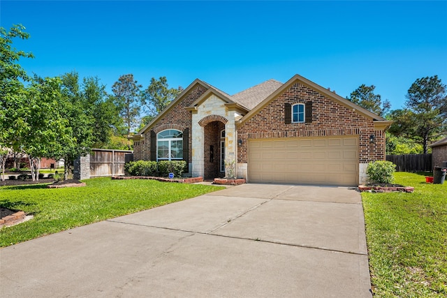 15218 Zenith Glen Ln, Cypress, TX 77429 - view of front facade featuring brick siding, concrete driveway, an attached garage, stone siding, and a shingled roof