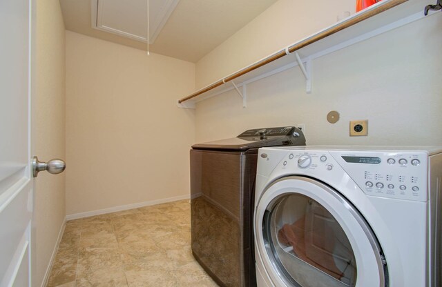 15218 Zenith Glen Ln, Cypress, TX 77429 - washroom featuring attic access and washer and dryer