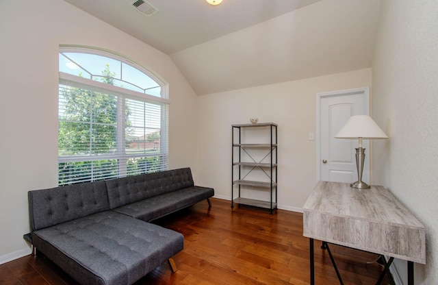 15218 Zenith Glen Ln, Cypress, TX 77429 - living area featuring vaulted ceiling and hardwood / wood-style floors