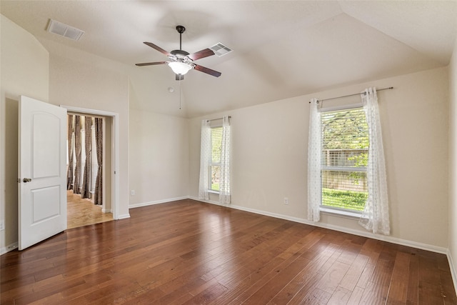15218 Zenith Glen Ln, Cypress, TX 77429 - spare room featuring a ceiling fan, hardwood / wood-style floors, and high vaulted ceiling