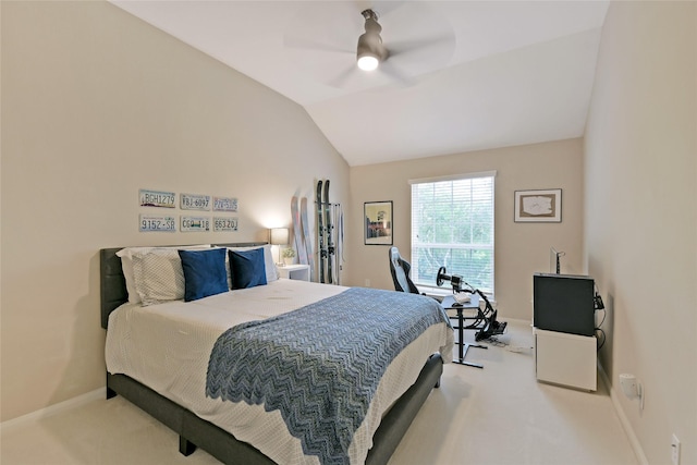 19538 Salt Grass Meadow Dr, Cypress, TX 77433 - bedroom with carpet flooring, vaulted ceiling, and ceiling fan