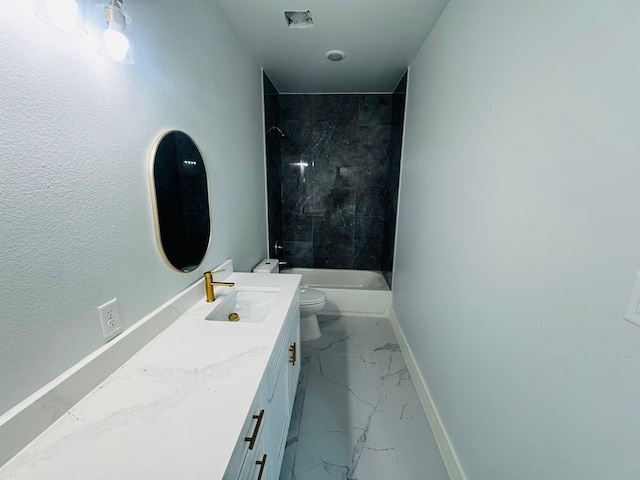 8128 Penrod St, Houston, TX 77028 - bathroom featuring marble look tile flooring, vanity, and washtub / shower combination