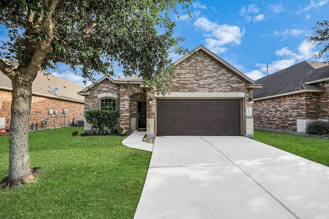 18614 Magnolia Dell Dr, Cypress, TX 77433 - view of front of property with brick siding, a front yard, driveway, and a garage