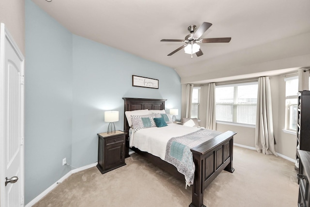 18614 Magnolia Dell Dr, Cypress, TX 77433 - bedroom featuring vaulted ceiling, light colored carpet, and ceiling fan