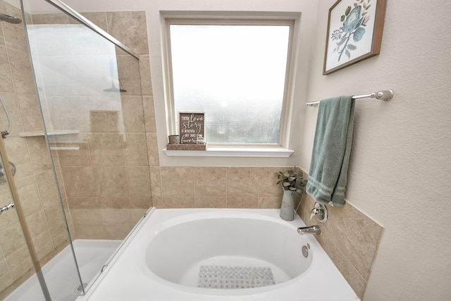 18614 Magnolia Dell Dr, Cypress, TX 77433 - full bath with a garden tub and a tile shower