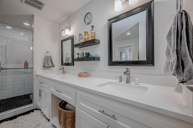 6628 Bayou Glen Rd Unit 6628, Houston, TX 77057 - full bath with double vanity, a shower stall, and recessed lighting