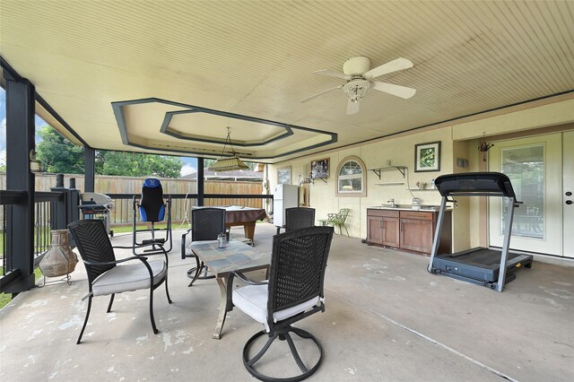 5227 Falvey St, Houston, TX 77017 - view of patio / terrace with outdoor dining space and ceiling fan