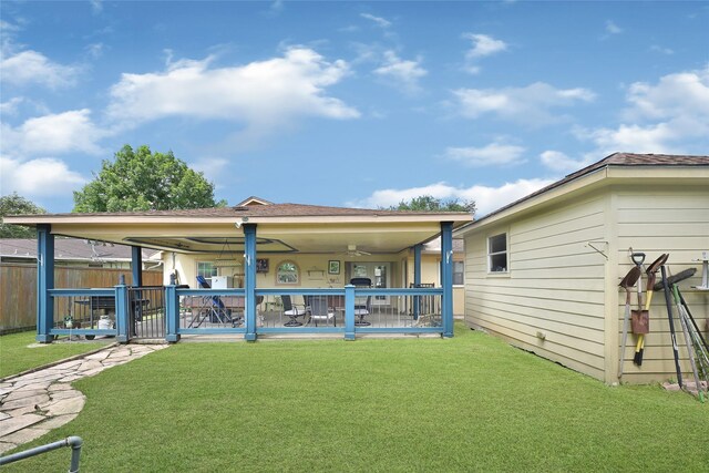5227 Falvey St, Houston, TX 77017 - back of property featuring a ceiling fan