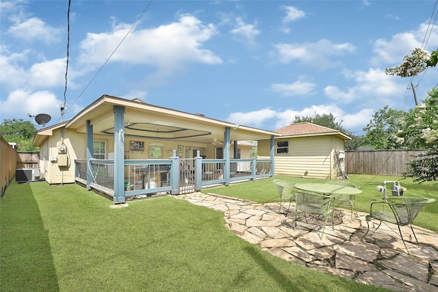 5227 Falvey St, Houston, TX 77017 - rear view of property with a fenced backyard, a patio area, and stucco siding