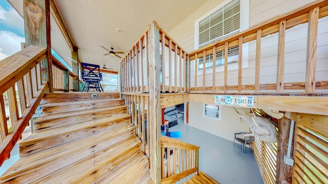 110 Four Master Rd, Freeport, TX 77541 - stairway featuring ceiling fan